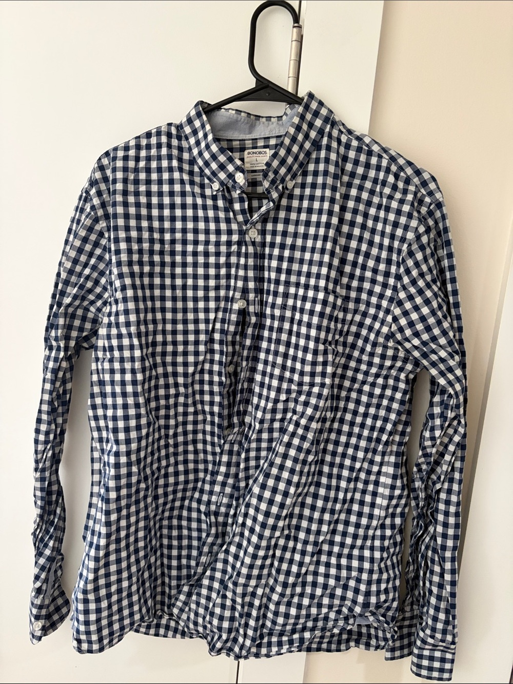 Bonobos Navy & White Gingham Button-Down Shirt
